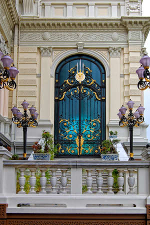 very beautiful porch and doors to the palaceの写真素材