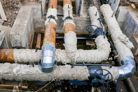 heating main. the established pipes and latches. before falling asleep by soilの写真素材
