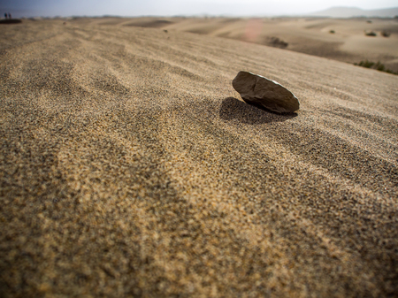 Rock on Sand, Low Angle Close Up, Death Valley Sand Dunesの写真素材