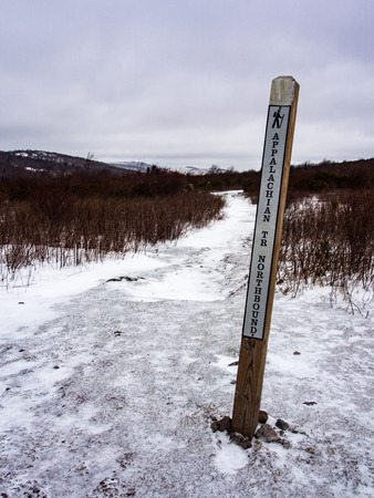 Appalachian Trail, Trail Sign, Grayson Highlands State Parkの写真素材