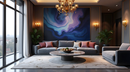 Living room interior design. 3d rendering, 3d illustration.の素材