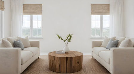 modern bright interiors apartment Living room mockup illustration 3D rendering computer generated imageの素材