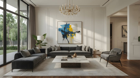 Interior of a modern living room. 3D Illustration.の素材