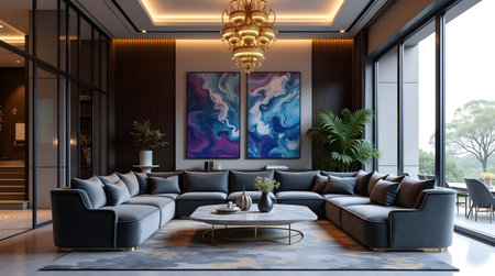 Modern living room interior design. 3d rendering  illustration design.の素材