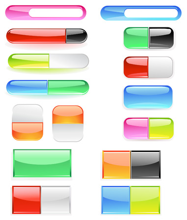 banner, made of bright colored glass, are divided into two buttons.のイラスト素材