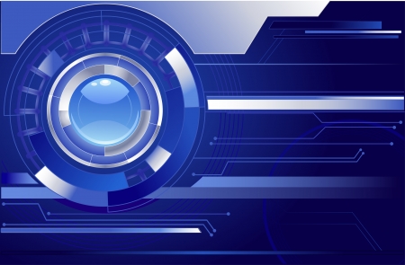 chrome abstract movement with blue transparent lens on a dark blue background.
     のイラスト素材