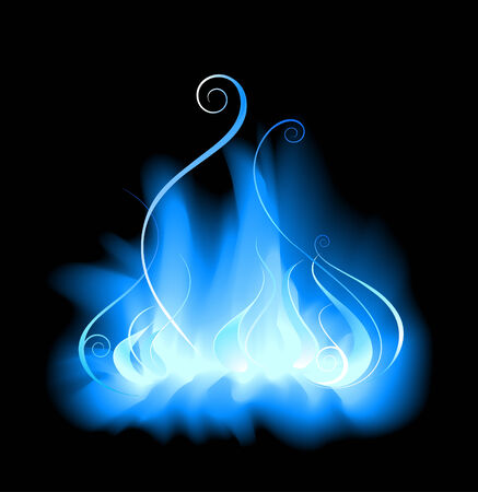 stylized, blue, gas flame on a black background.
のイラスト素材