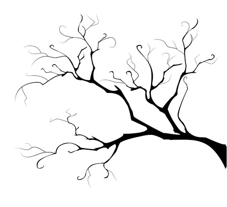 black silhouette of the branch tree on white backgroundのイラスト素材