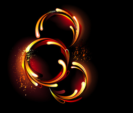 three round fire pattern on black background のイラスト素材