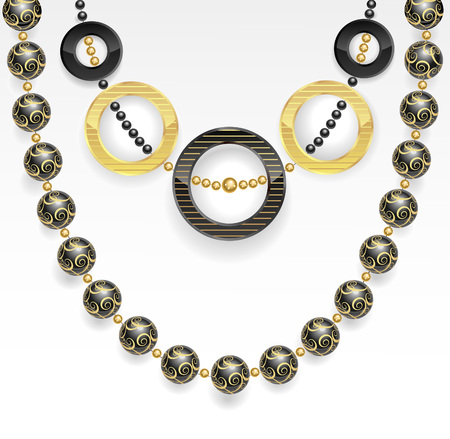 stylish bijouterie black and gold on a white background
のイラスト素材