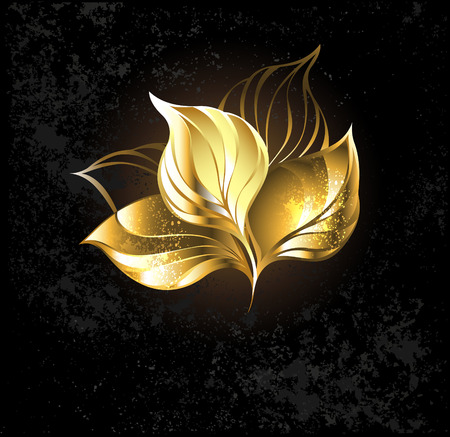 gold leaves on a dark textural backgroundのイラスト素材