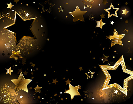 black background with shiny gold stars.のイラスト素材