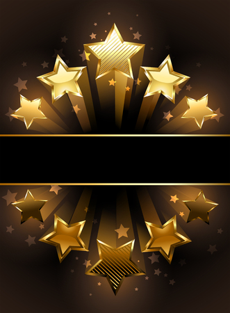banner with five luxury, gold stars on a black background.のイラスト素材