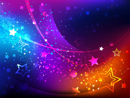 Bright, abstract, iridescent background with luminous stars.のイラスト素材