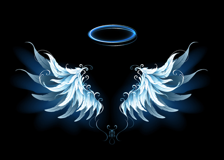 Light artistic blue angel wings.のイラスト素材
