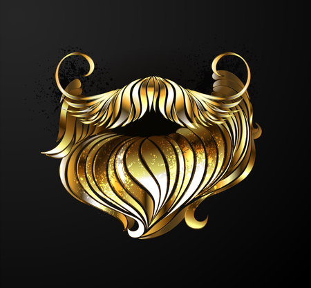 Artistically painted, beard of shining gold on black background.のイラスト素材