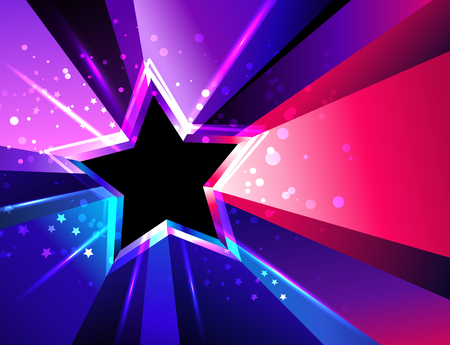 Tricolor, sparkling star with rays of pink, purple and blue.のイラスト素材