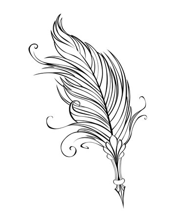 Artistically drawn, antique, fluffy contour, fountain pen. Coloring.のイラスト素材