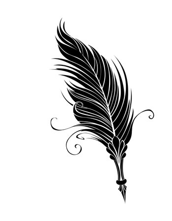 Artistically drawn, antique, fluffy, silhouette, fountain pen.のイラスト素材