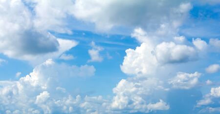 blue sky background with tiny cloudsの写真素材