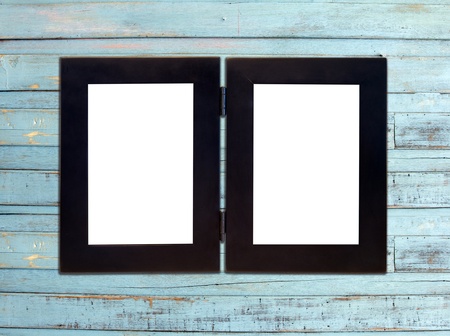 Vintage picture frame, wood plated, wood background