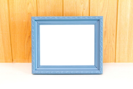 Gray Vintage picture frame, wood plated, wood backgroundの写真素材