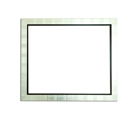 Silver Vintage picture frame, wood plated, white background, clipping path includedの写真素材