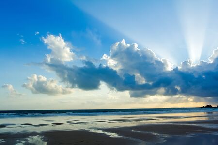 Tropical beach Sunset Sky With Lighted Cloudsの写真素材