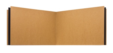 Open page recycled paper notebook isolated on white background.の写真素材
