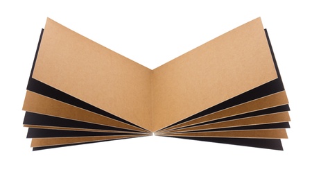 Open page recycled paper notebook isolated on white background.の写真素材