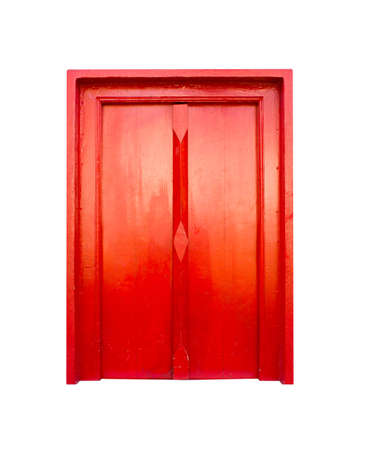 temple's red wood door style Thailandの写真素材
