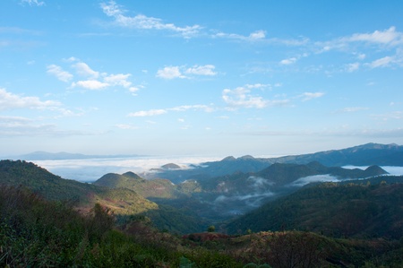 Foggy landscape in Angkhang Mountains,Northern of Thailand,の写真素材