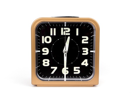 Gold alarm clock   Icon  Isolated on white Background の写真素材