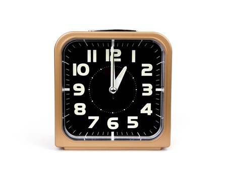 Gold alarm clock   Icon  Isolated on white Background の写真素材