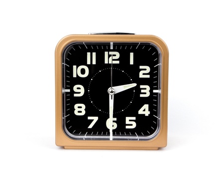 Gold alarm clock   Icon  Isolated on white Background の写真素材
