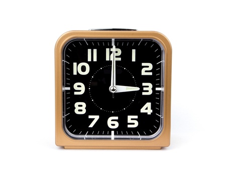 Gold alarm clock   Icon  Isolated on white Background の写真素材