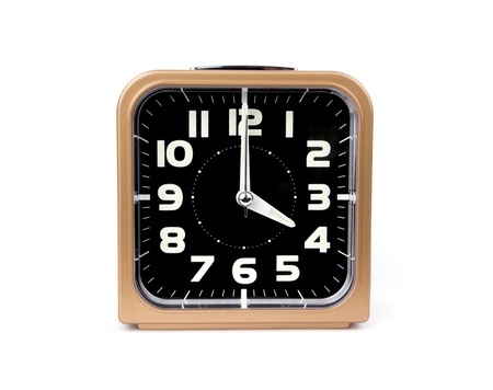 Gold alarm clock   Icon  Isolated on white Background の写真素材