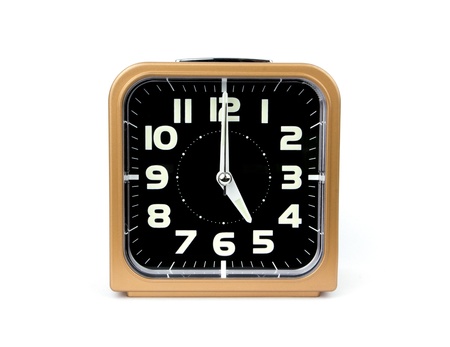 Gold alarm clock   Icon  Isolated on white Background の写真素材