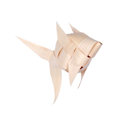 Fishshaped ornaments ornaments made of palm leaf.の写真素材