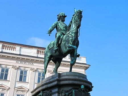 Art Museum: Memorial to archduke Albrecht in front of the Albertina (art museum) in Vienna, Austriaのeditorial素材