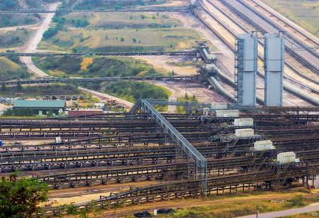 Garzweiler, North-Rhine Westphalia, Germany - September 3, 2012: The opencast Garzweiler is operated by RWE Group and used for mining ligniteのeditorial素材