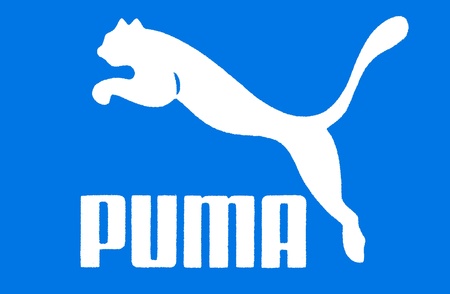 Puma blue symbol: German multinational company producing sportswearのeditorial素材