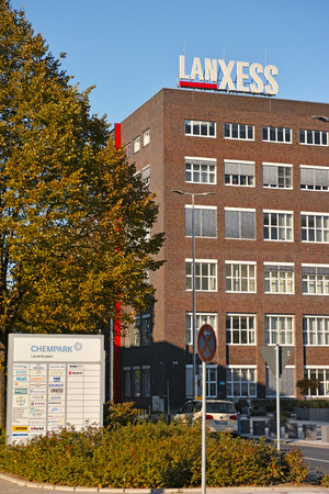 Leverkusen, Germany - October 1, 2015 - Office building of specialty chemicals company LanXess AG at chemical park Leverkusenのeditorial素材