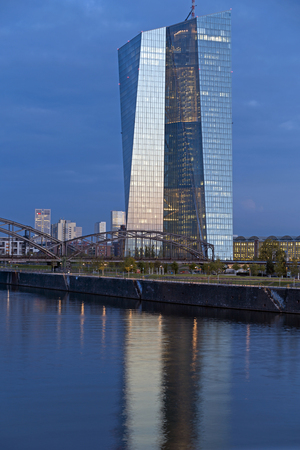 Frankfurt am Main, Germany - September 9, 2015: Riverside Office Building of the European Central Bank ECB in Frankfurtのeditorial素材
