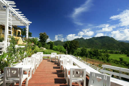 Cafe on the hill, thailandの写真素材