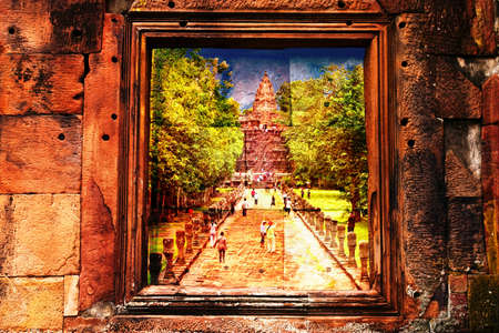 stone frame from temple of phanomrungの写真素材