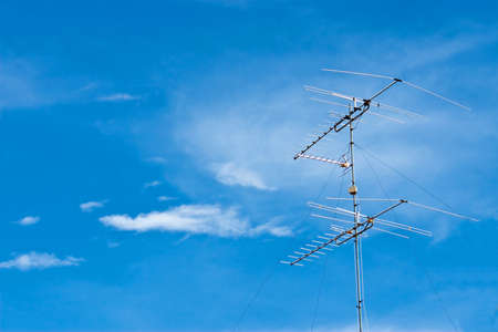 radio communication on blue skyの写真素材