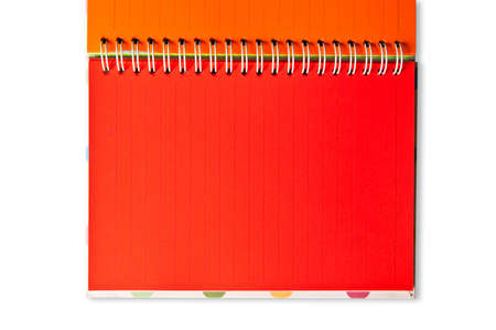 Blank red notebook isolated on whiteの写真素材