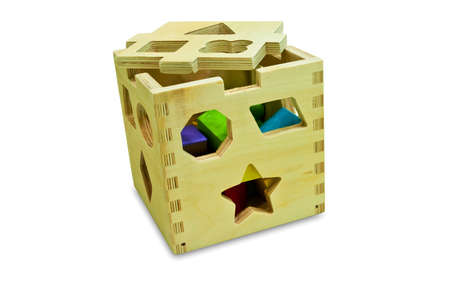 Box of toy for kid isolated on white backgroundの写真素材