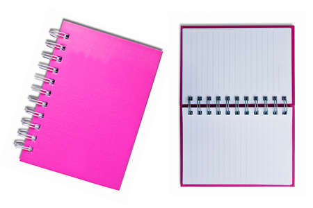 Pink notebook isolated white